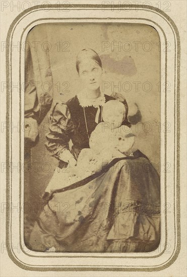 Mrs. Herbert Duckworth and child; 1865; Albumen silver print