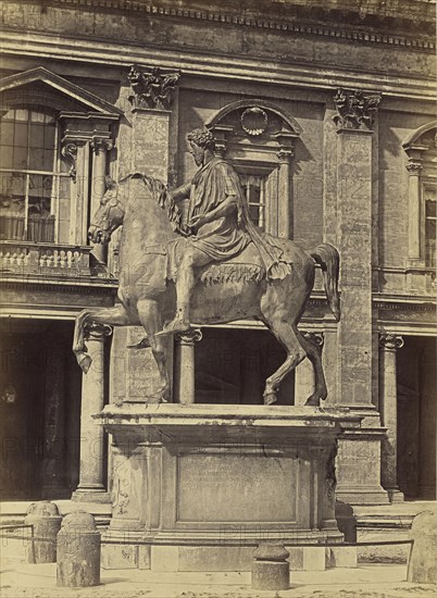 Equestrian statue of Marcus Aurelius - Rome; Tommaso Cuccioni, Italian, 1790 - 1864, 1850 - 1859; Albumen silver print