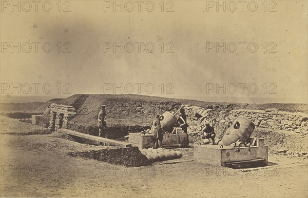 Mortar Batteries in Front of Picquet House, Light Division; Roger Fenton, English, 1819 - 1869, 1855; Salted paper print