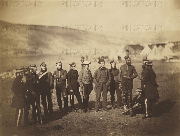 Major Burton and Officers of the 5th Dragoon Guards; Roger Fenton, English, 1819 - 1869, 1855; Albumen silver print