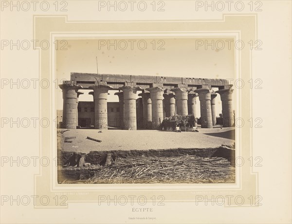 Égypte, Egypt, Grande colonnade de Louqsor; Félix Bonfils, French, 1831 - 1885, Alais, France; 1877; Tinted Albumen silver