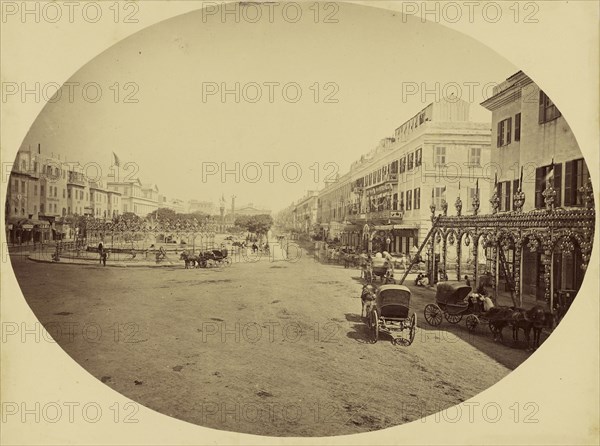 Place des consuls - Alexandria; Attributed to Baron Paul des Granges, French ?, active Greece 1860s, 1860 - 1869; Albumen