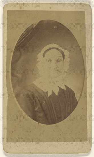 elderly woman, printed in quasi-oval style; Louis L. Liberty, American, active Vergennes, Vermont 1870s, 1870s; Albumen silver