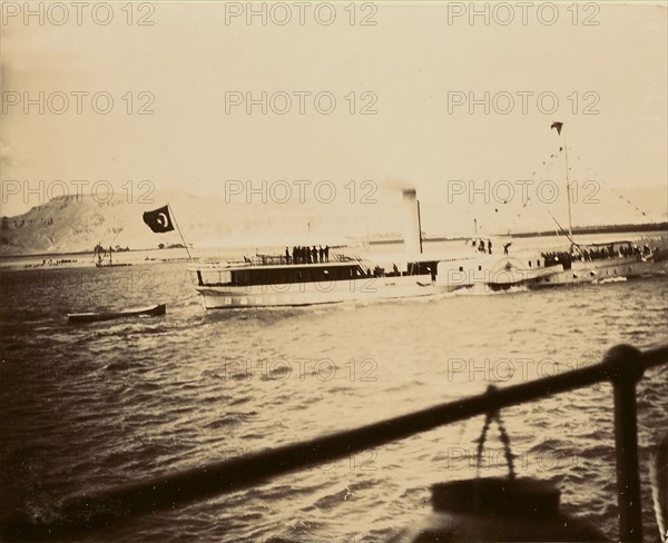 River barge; about 1860 - 1880; Tinted Albumen silver print