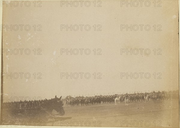 Cavalry in field; about 1860 - 1880; Tinted Albumen silver print