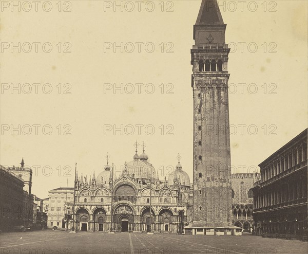 Saint Mark's Basilica and Campanile; Italian; Venice, Italy; about 1865 -1879; Albumen silver print