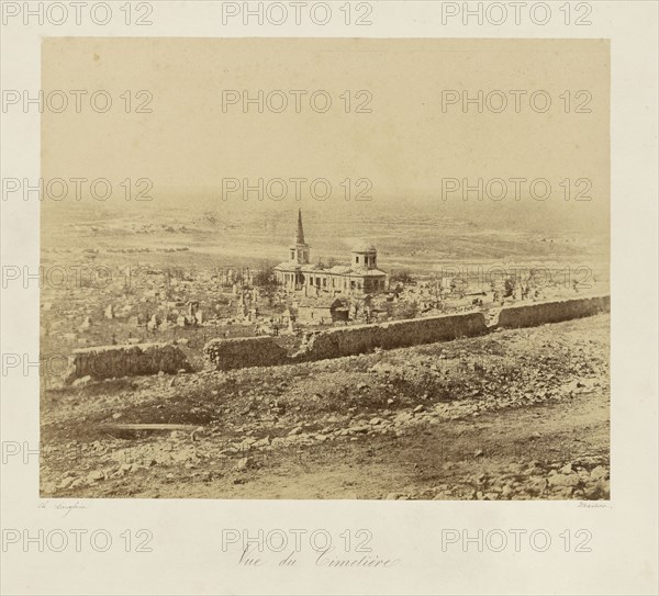 View of the Cemetery, Vue du Cimetiere, Jean-Charles Langlois, French, 1789 - 1870, 1855; Salted paper print; 25.6 x 31.4 cm