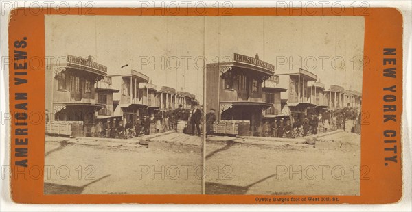 Oyster Barges foot of West 10th St; American; about 1865 - 1875; Albumen silver print