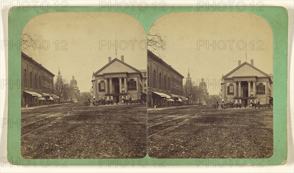 Market Square. Portland, Maine; Marquis Fayette King, American, 1835 - 1904, 1860s; Albumen silver print