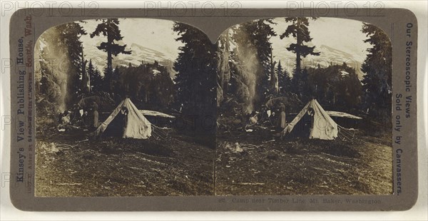 Camp near Timber Line, Mt. Baker, Washington; Darius Kinsey, American, 1869 - 1945, about 1905; Gelatin silver, toned print