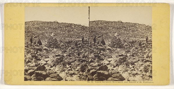 Lizzie Bourne's Monument, near Summit of Mt. Washington; John P. Soule, American, 1827 - 1904, about 1861; Albumen silver print