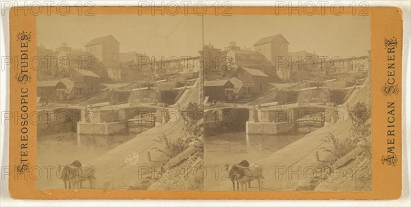 Lock at Lockport, Illinois or New York; American; about 1865; Albumen silver print