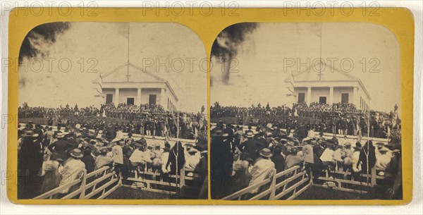 Ceremonies at the Soldiers Monument at Gorham, Me; Simon Towle, American, active Lowell, Massachusetts 1855 - 1893, about 1871