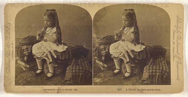 A Stitch in time saves nine; Franklin G. Weller, American, 1833 - 1877, 1875; Albumen silver print