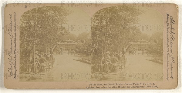 On the Lake, and Rustic Bridge, Central Park, N.Y., U.S.A; Underwood & Underwood, American, 1881 - 1940s, about 1900; Albumen