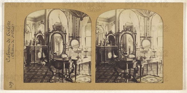 Cabinet de Toilette, Chateau de St. Cloud, F. Grau, G.A.F., French, active 1850s - 1860s, 1855 - 1865; Hand-colored Albumen