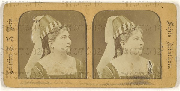 Profile portrait of a woman in historic costume; E. Lamy, French, active 1860s - 1870s, 1860s; Hand-colored Albumen silver