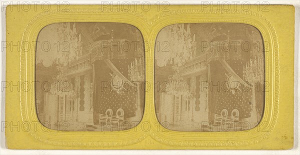 Salle du Trone aux Tuileries, Paris; E. Lamy, French, active 1860s - 1870s, about 1868; Hand-colored Albumen silver print