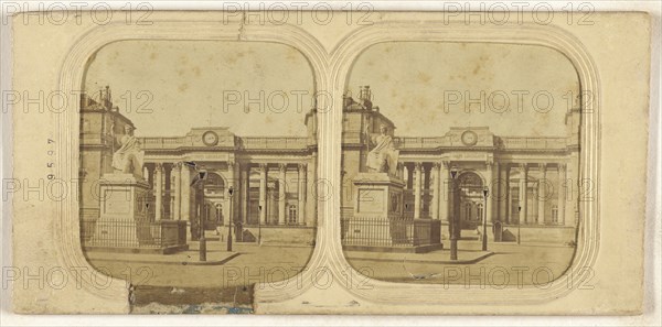 Legal building, Paris, France; Attributed to Alphonse Giroux & Cie; about 1860; Hand-colored Albumen silver print