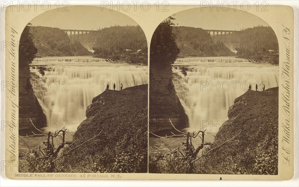 Middle Fall of Genesee - At Portage, N.Y; L. E. Walker, American, 1826 - 1916, active Warsaw, New York, about 1870; Albumen