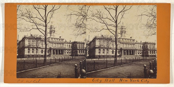 City Hall. New York; Attributed to Peter F. Weil, American, active New York, New York 1860s - 1870s, about 1865; Albumen silver