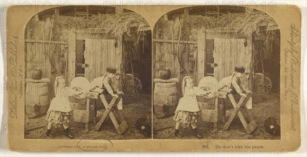 He don't like his pants; Franklin G. Weller, American, 1833 - 1877, 1875; Albumen silver print