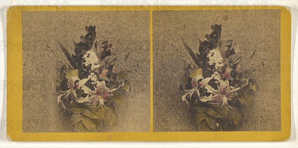 Bouquet of flowers; Franklin G. Weller, American, 1833 - 1877, about 1870; Hand-colored Albumen silver print