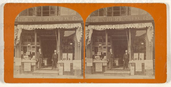 Exterior view of A. Burt & Co. Music, Books, Stationery, & c. store, 867 Main Street, Springfield, Massachusetts; American