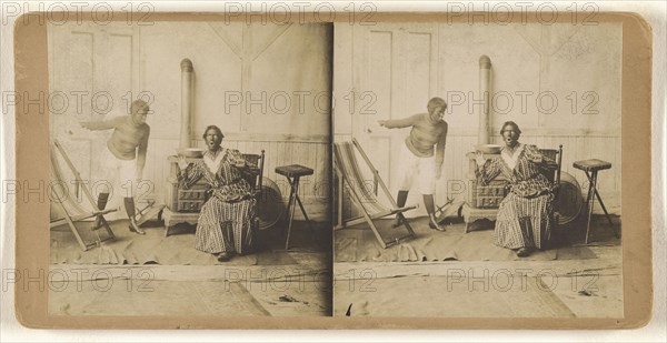 Genre: men in blackface acting a scene; about 1865; Albumen silver print