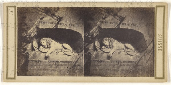 Lion sculpture of Lucerne, Switzerland; French; about 1865; Albumen silver print