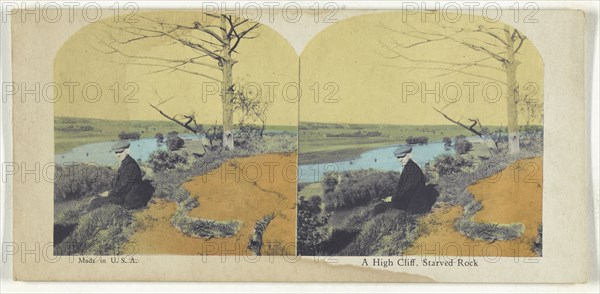 A High Cliff, Starved Rock; American; about 1900; Color Photomechanical