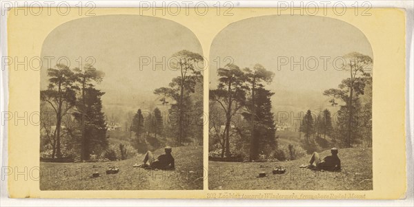 Looking towards Windermere from above Rydal Mount; British; about 1865; Albumen silver print