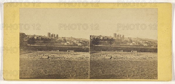 English countryside, castle in background; British; about 1860; Albumen silver print