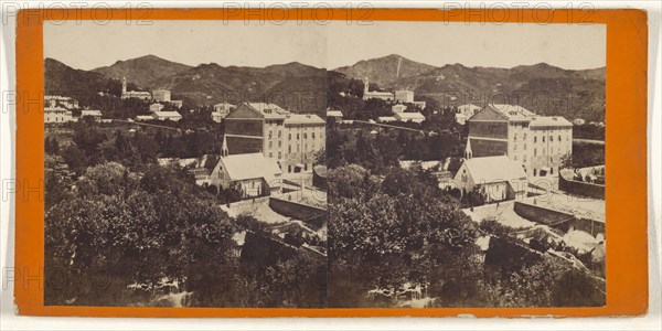 View of Pegli, a sea watering place near Genoa, bought at the Villa Pallavicini,Panorama di Pegli; Italian; about 1880; Albumen