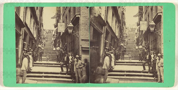 Quebec. Break neck steps at the foot of which was found the tomb of Champlain; Canadian; about 1873; Albumen silver print