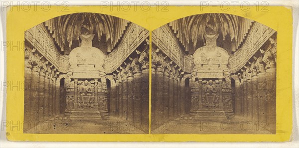 Chantya. Cave No. 26, interior view, Adjanta; about 1870; Albumen silver print