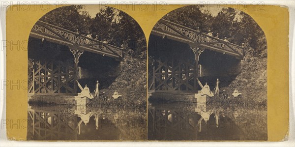 Bridge leading to Mineral Park, Sharon Springs, N.Y; American; about 1870; Albumen silver print