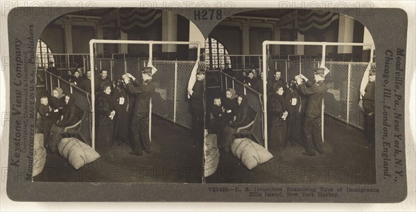 U.S. Inspectors Examining Eyes of Immigrants, Ellis Island, New York Harbor; Underwood & Underwood, American, 1881 - 1940s