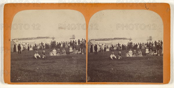 Scene at Marblehead Beach, Lowell, Mass; Simon Towle, American, active Lowell, Massachusetts 1855 - 1893, about 1870; Albumen