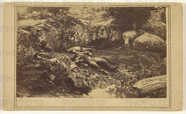 View of Slaughter Pen at Battle of Gettysburg; Alexander Gardner, American, born Scotland, 1821 - 1882, 1862; Albumen silver