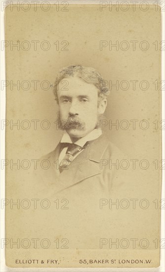 man in bushy moustache, in vignette-style; Elliott & Fry; 1877; Albumen silver print