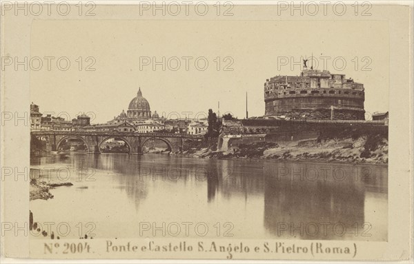 Ponte e Castello S. Angelo e S. Pietro, Roma, Sommer & Behles, Italian, 1867 - 1874, about 1870; Albumen silver print