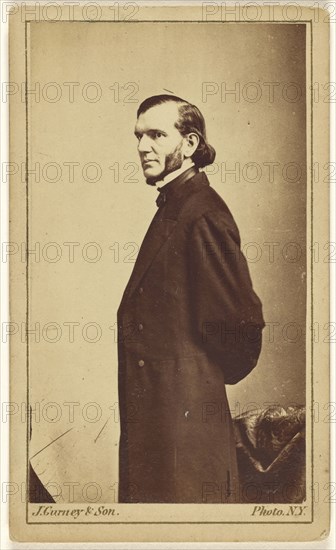 doctor or clergyman with full beard sans moustache, standing; Jeremiah Gurney & Son; about 1865; Albumen silver print