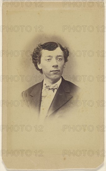 young man wearing a bowtie, printed in vignette-style; Peter S. Weaver, American, active Hanover, Pennsylvania 1860s - 1910s