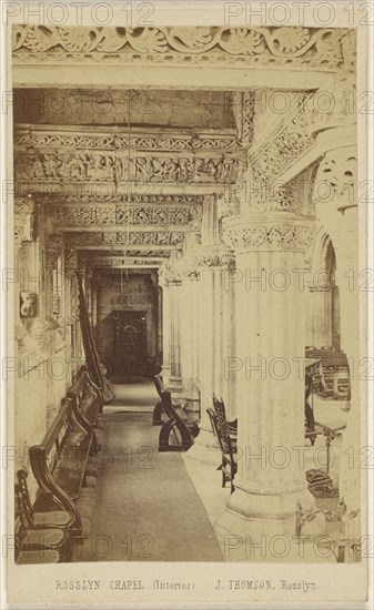 Rosslyn Chapel, Interior, John Thomson, Scottish, 1837 - 1921, about 1865; Albumen silver print