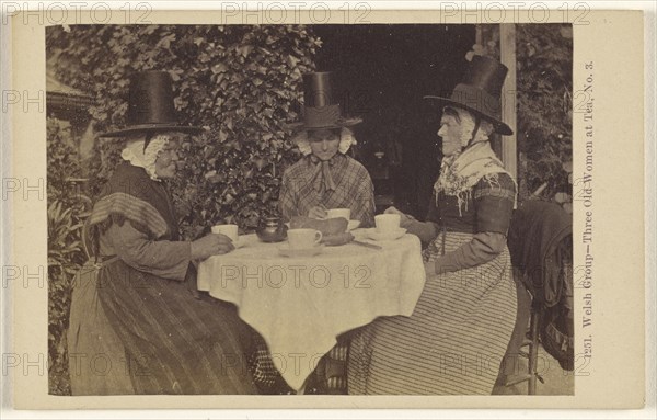 Welsh Group - Three Old Women at Tea, No. 3; Francis Bedford, English, 1815,1816 - 1894, 1864 - 1865; Albumen silver print