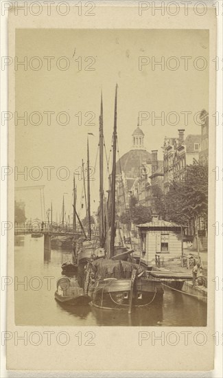 View of a canal in Amsterdam; A. Jager, Danish, active Amsterdam, Netherlands 1860s - 1870s, 1865 - 1870; Albumen silver print