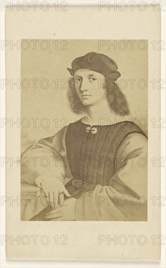 Copy of an  ca. 15th - 16th century painting of a man with long hair seated; Fratelli Alinari, Italian, founded 1852, 1865