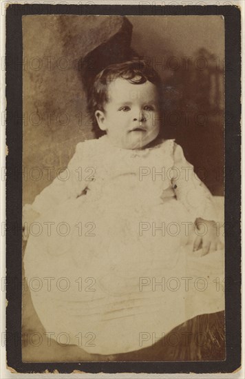 baby, seated; Gustav A. Flach, American, active 1860s, about 1880; Albumen silver print