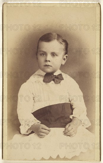 little boy wearing a bow tie, seated; Hastings & White & Fisher; about 1880; Albumen silver print